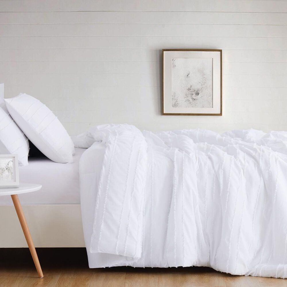 Pem America Brooklyn Loom Carlisle Stripe 3-Piece King Duvet Cover Set in White, , large