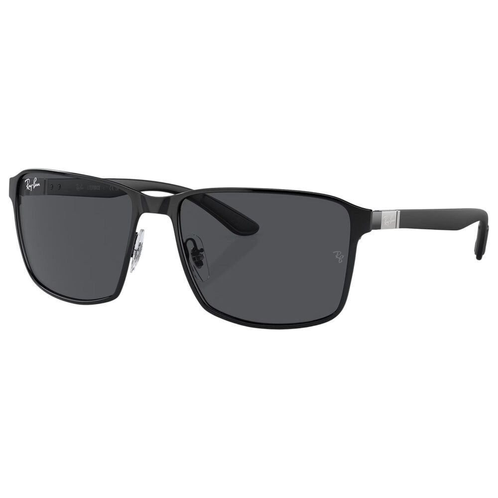 Rayban Glasses Sunglasses with Dark Grey Lenses in Polished Black on Black, , large