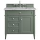 James Martin Vanities Brittany 36" Single Bathroom Vanity in Smokey Celadon with 3 cm Victorian Silver Quartz Top and Rectangular Sink, , large