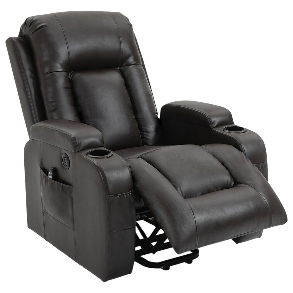 Hearth and Haven Power Lift Recliner in Brown, , large