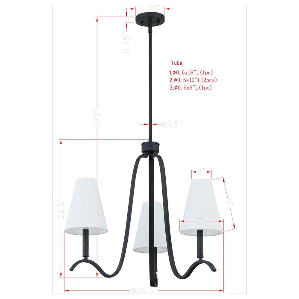 Southern Lighting Webb 3-Light Chandelier in Off White, , large