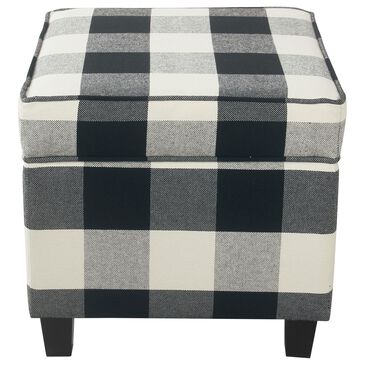 Kinfine Ottoman in Black Buffalo Plaid, , large