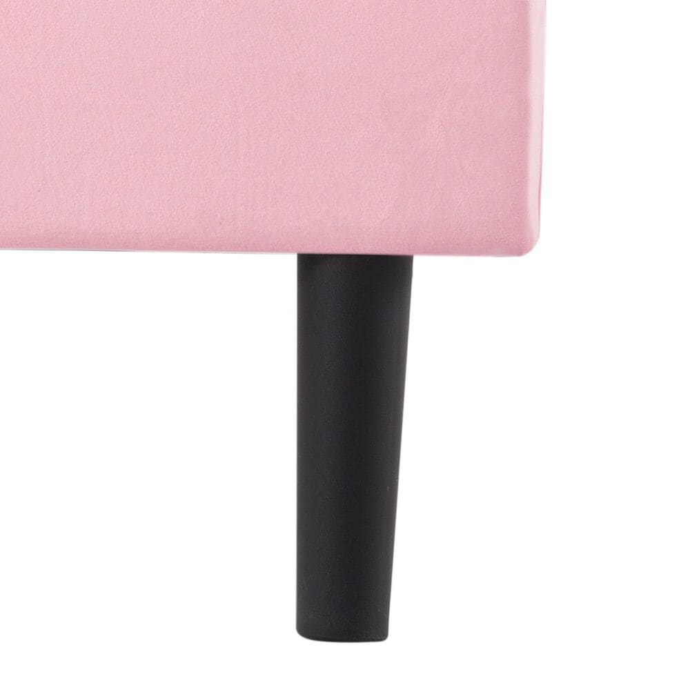 HOMLUX Queen Upholstered Platform Bed Frame with Velvet Headboard in Pink, , large