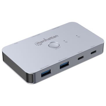 Manhattan 2-Port HDMI USB-C KVM Switch 4K 60Hz with Dual Power Delivery in Gray, , large