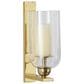 Maple and Jade 16" Single Indoor/Outdoor Wall Mount Candle Holder in Polished Gold and Clear, , large
