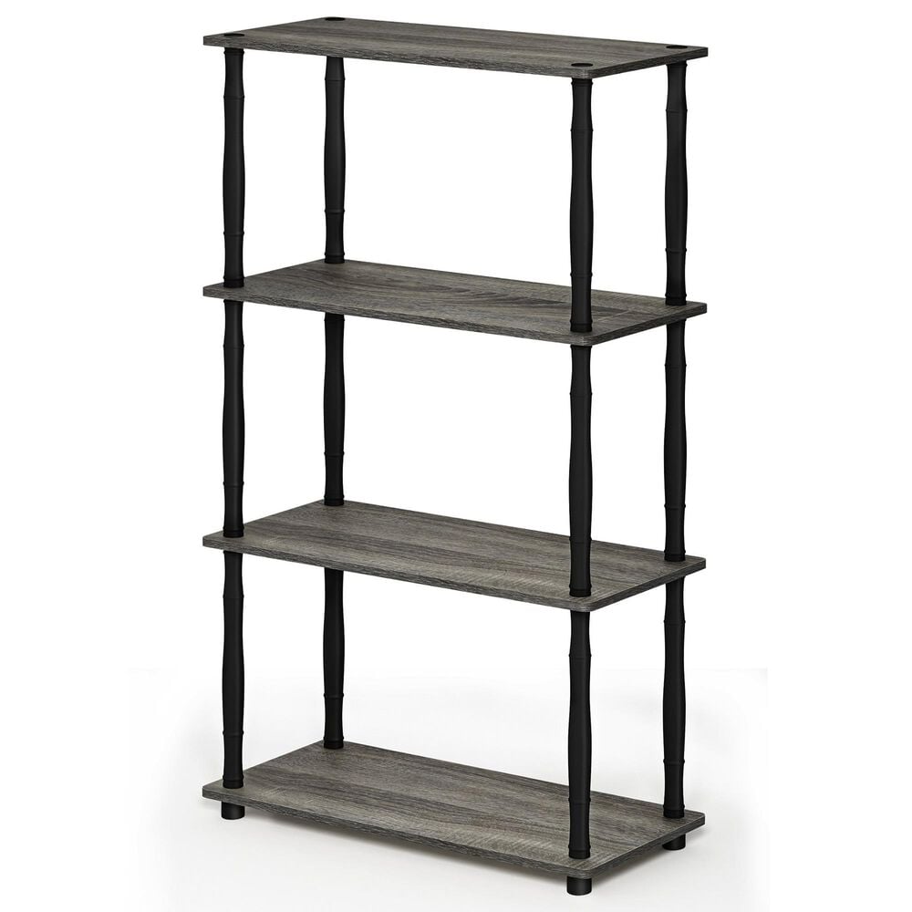 HOMLUX Turn-N-Tube 4-Tier Corner Open Storage Bookshelf in French Oak and Black, , large