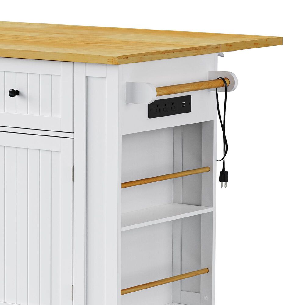 HOMLUX 48" Kitchen Island with Drop Leaf in White and Natural, , large