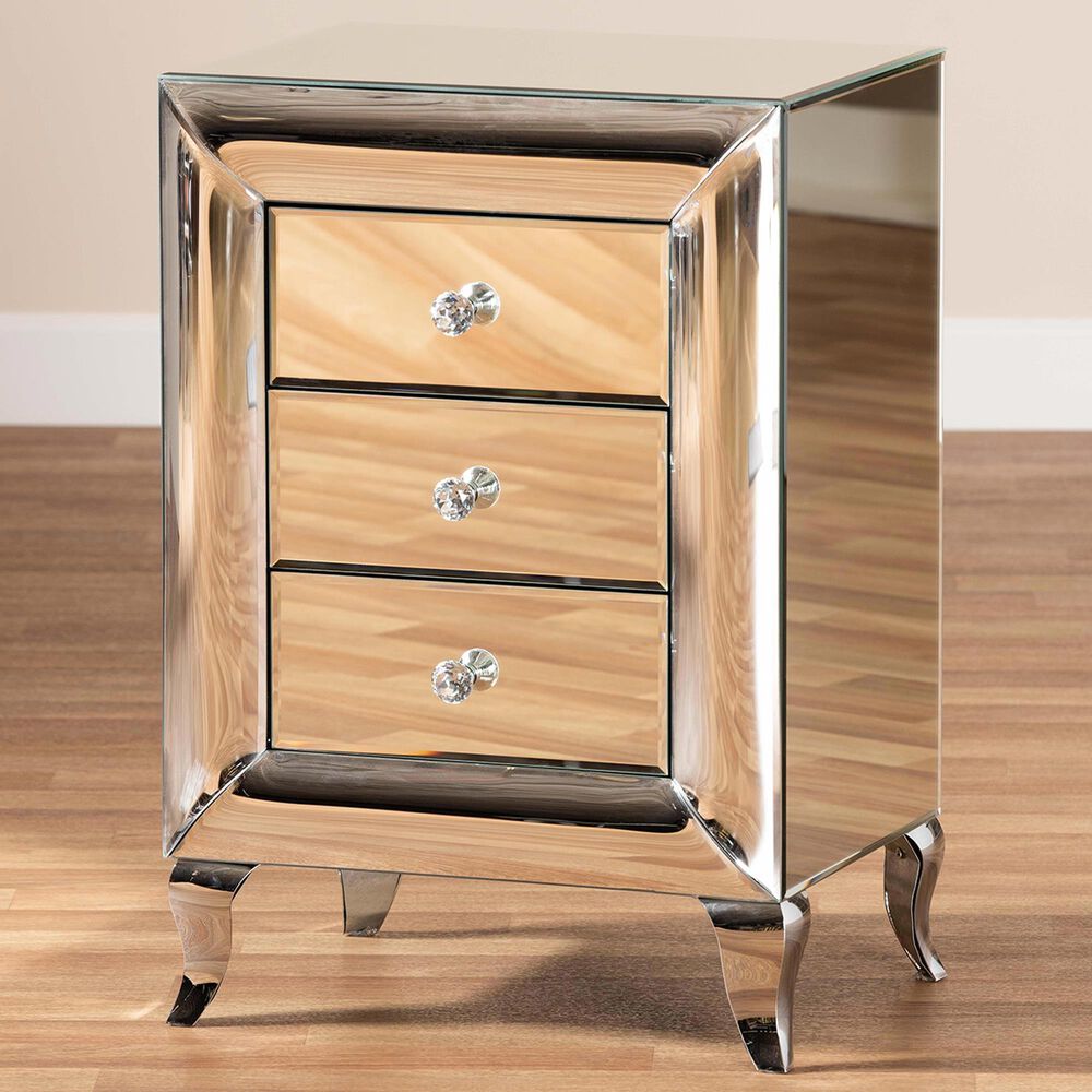 Baxton Studio Pauline 3 Drawer Nightstand in Mirrored, , large