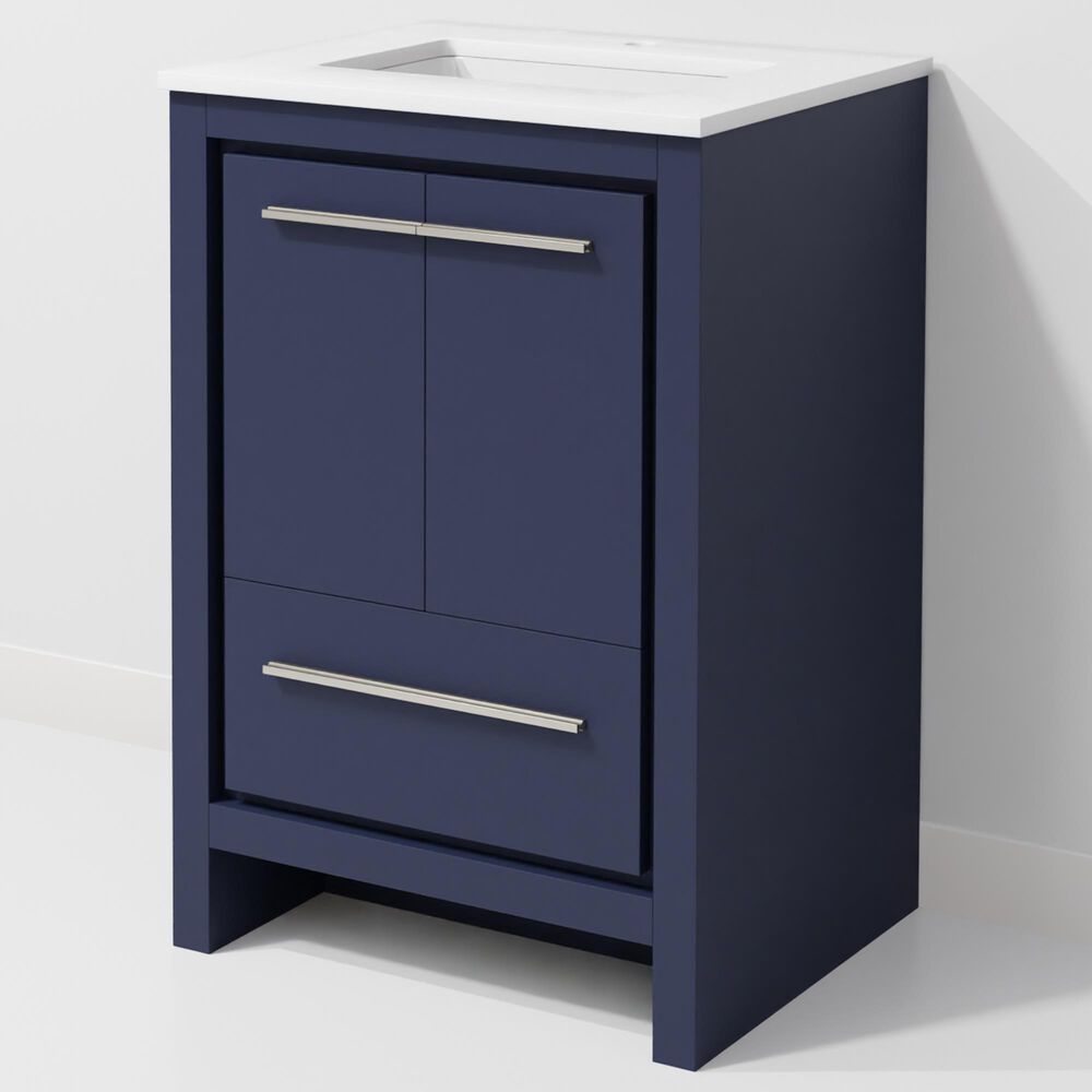 Lexora Home Lafarre 24" Single Bathroom Vanity in Navy Blue with 2 cm White Quartz Top and Rectangular Sink, , large