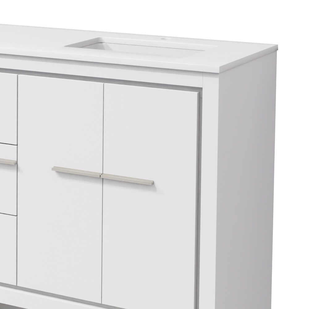 Lexora Home Lafarre 60" Double Bathroom Vanity in White with 2 cm White Cultured Marble Top and Rectangular Sinks, , large