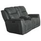 Bassett Conover Power Reclining Console Loveseat with Power Headrest and Lumbar in Blue, , large