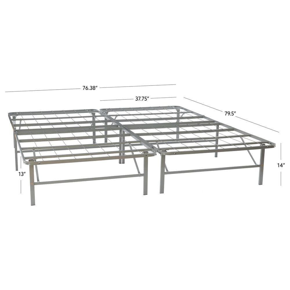 Linon Home Decor Franson King Folding Platform Bed Frame in Dark Pewter, , large