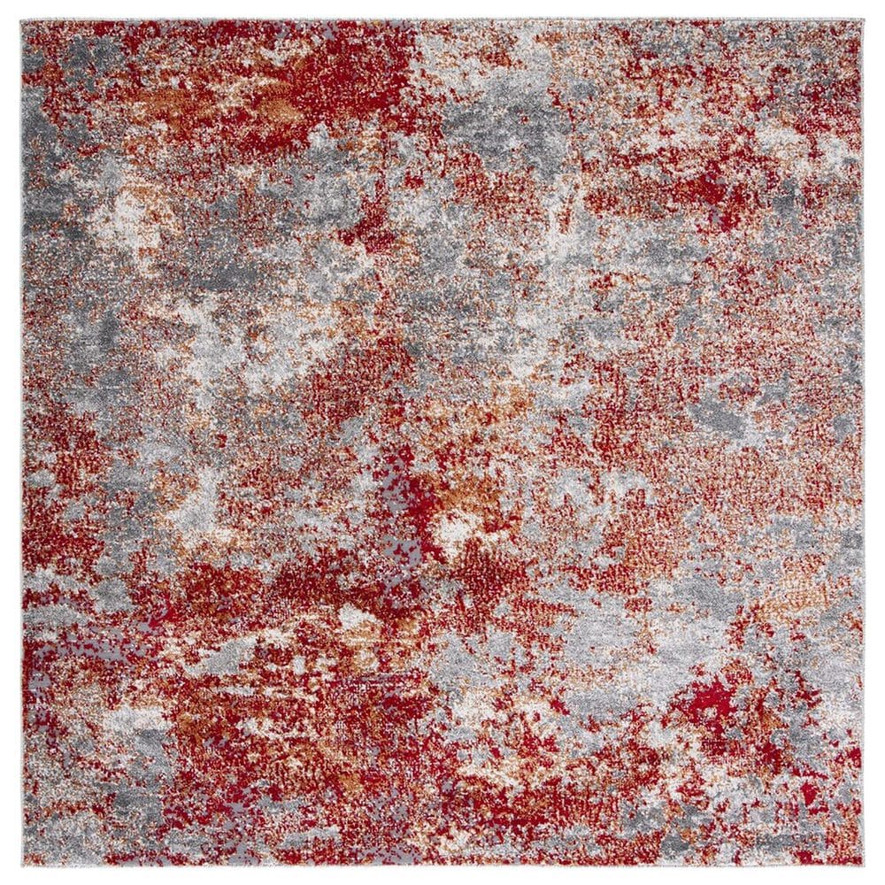 Safavieh Aston 6"7" Square Red and Grey Area Rug, , large