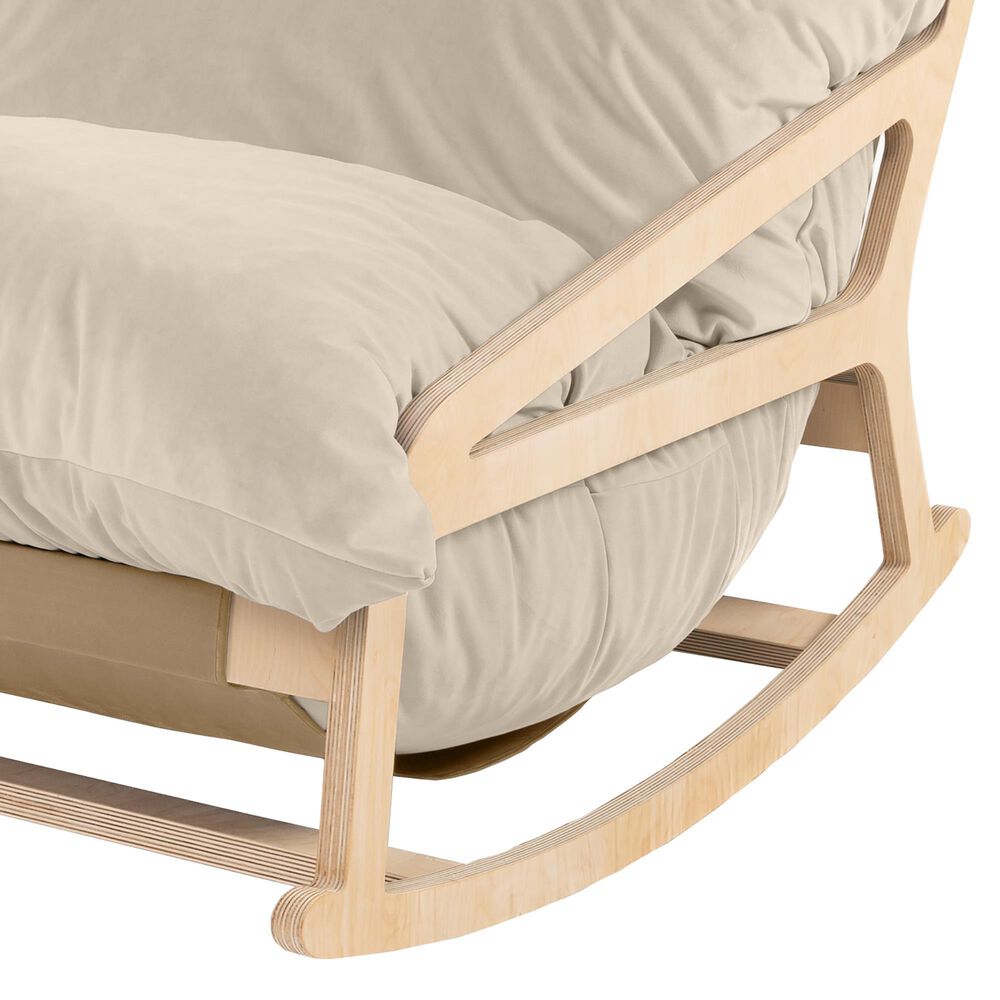 Jaxx Saxx Lush Velvet Bean Bag Rocking Chair in Ivory, , large