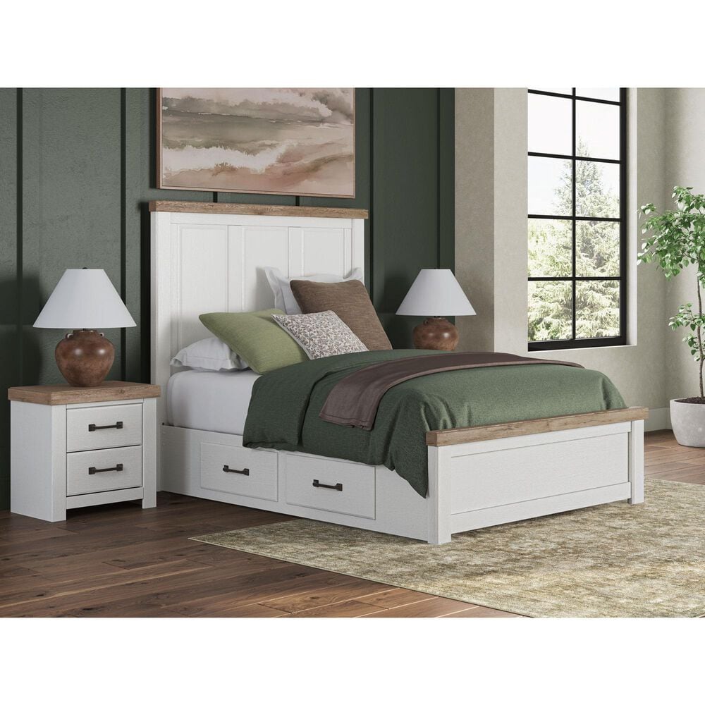 Ashley Savonport Queen Storage Panel Bed in White and Brown, , large