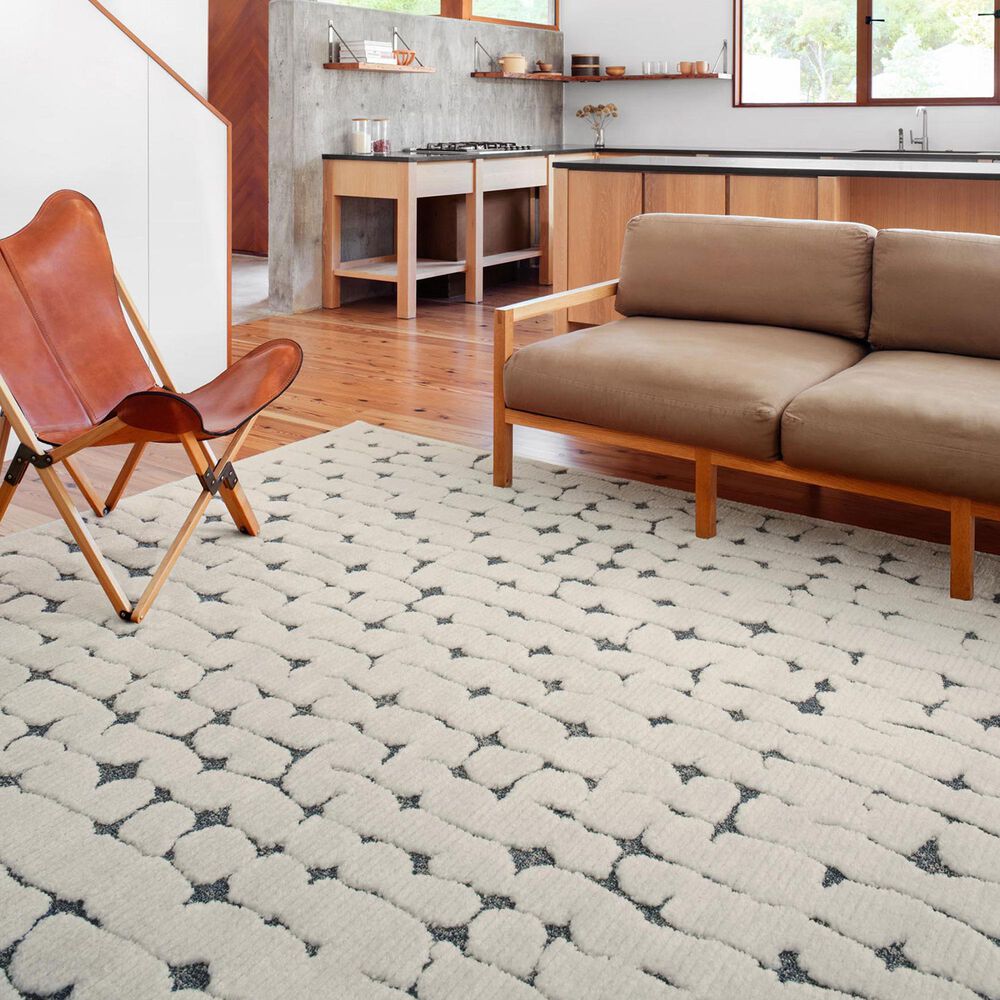 Loloi II Hagen 5&#39;3&quot; x 7&#39;8&quot; White and Navy Area Rug, , large
