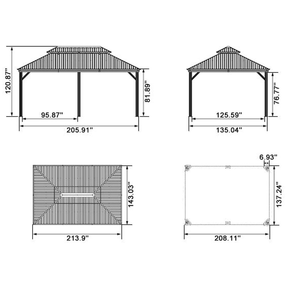 HOMLUX 18-ft x 12-ft Permanent Hardtop Gazebo in Grey  with Hardtop Roof (Screen Included), , large