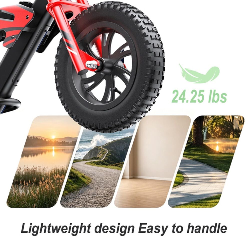 HOMLUX 200W 10-Mile Kids Electric Balance Motorcycle with LED Lights in Red, , large