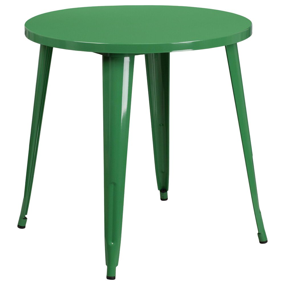 Flash Furniture 5-Piece Round Metal Table Bistro Set in Green, , large