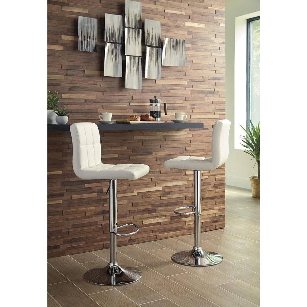 Signature Design by Ashley Bellatier Adjustable Barstool in Bone and Chrome , , large