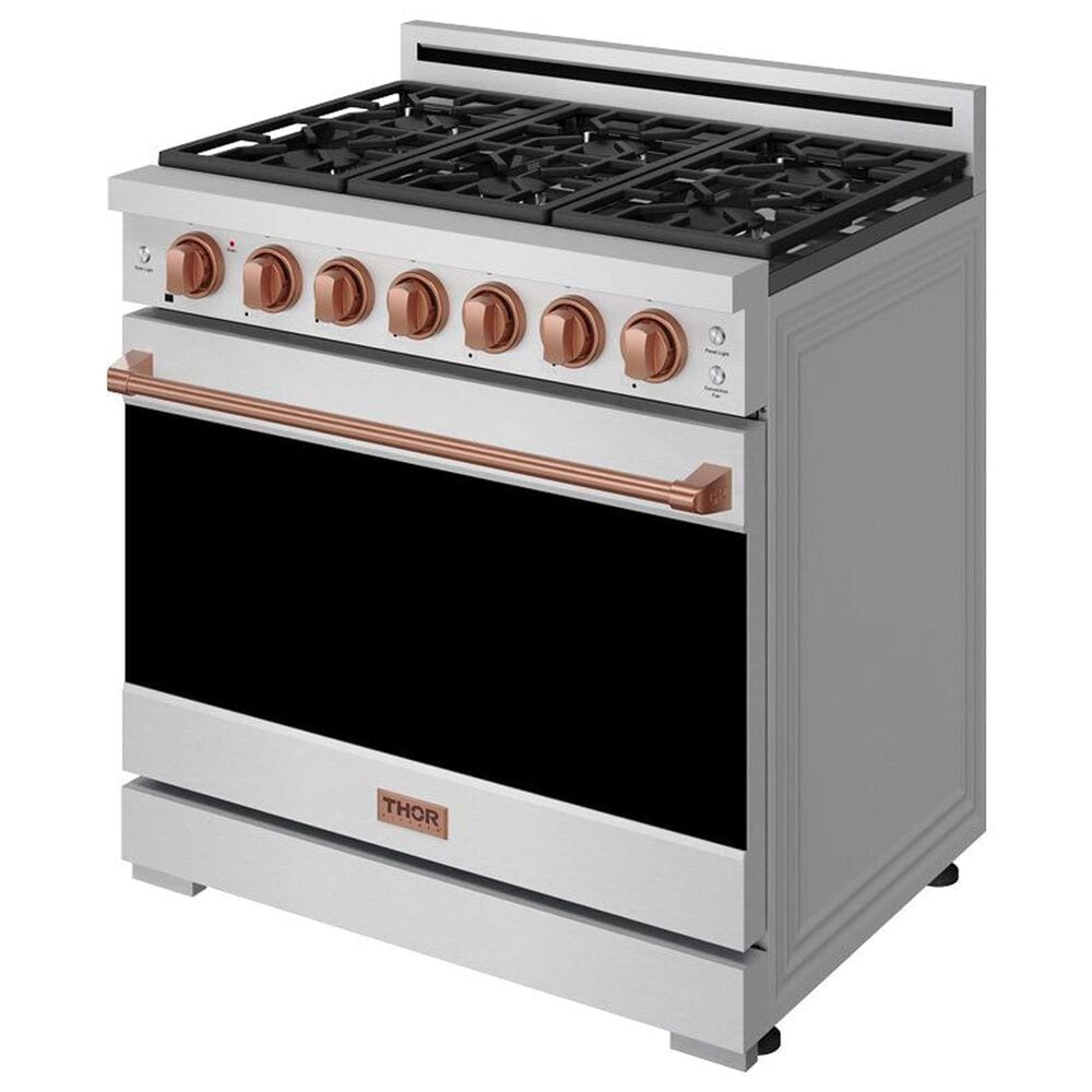 Thor Kitchen Gordon Ramsay 6 Cu. Ft. Professional Gas Range with Rose Gold Handle Kit in Stainless Steel, , large