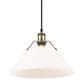 Golden Lighting Orwell 1-Light Wide Large Pendant with Opal Glass Shade in Aged Brass, , large
