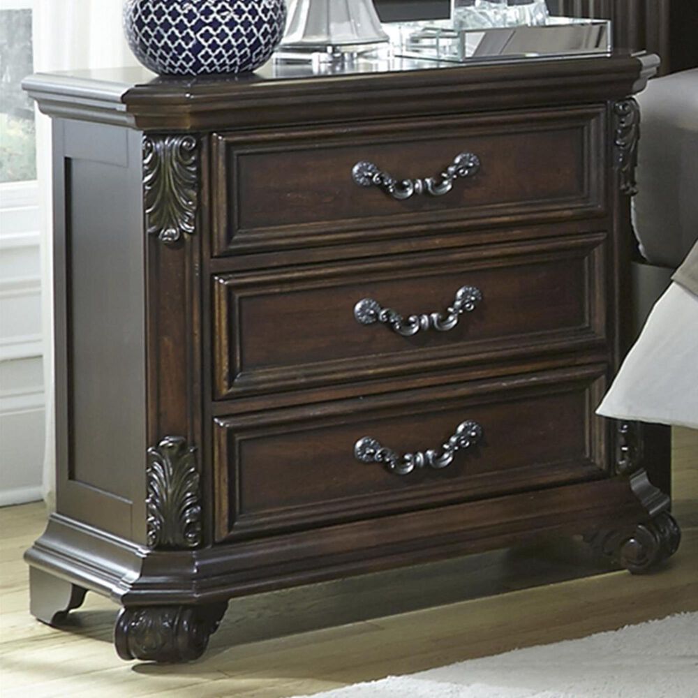 Belle Furnishings Messina Estates 3 Drawer Nightstand in Cognac, , large