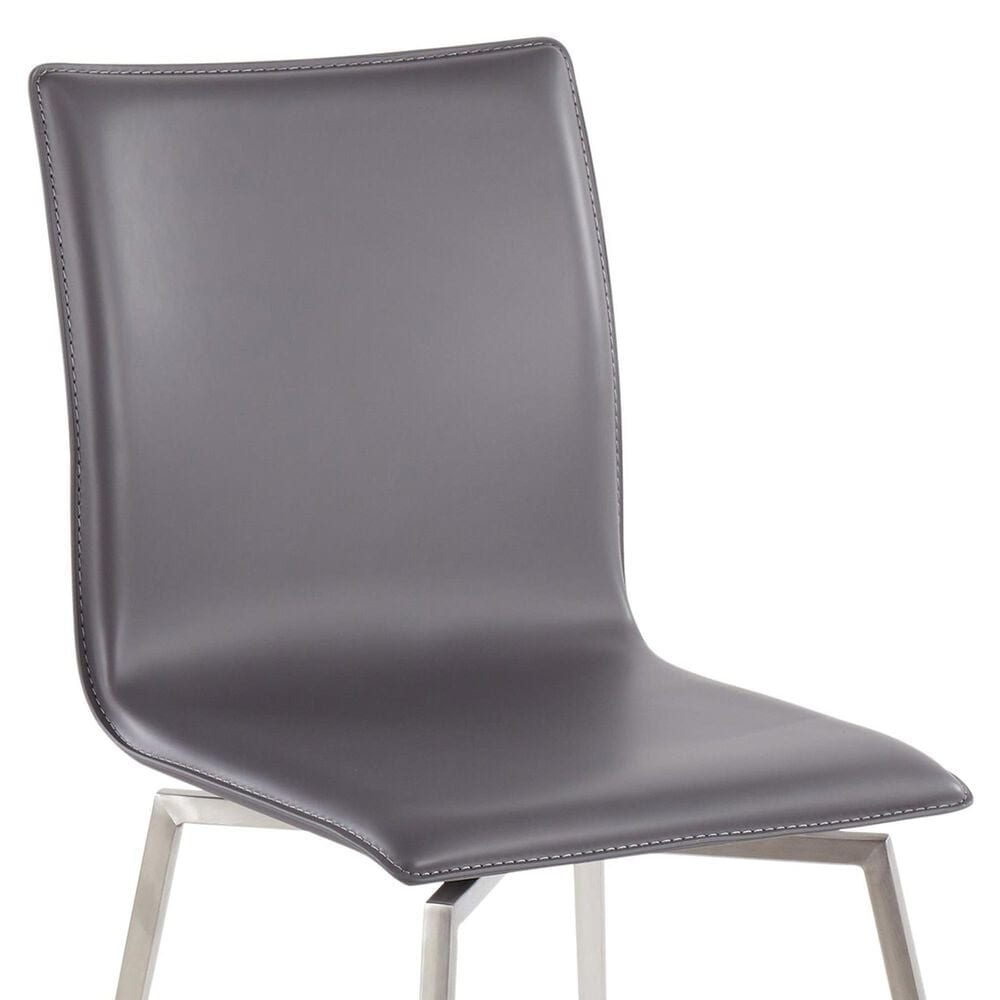 Lumisource Mason Swivel Side Chair with Grey Upholstered in Brushed Stainless Steel (Set of 2), , large