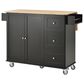 HOMLUX 53" Rolling Mobile Kitchen Island with Solid Wood Top and Locking Wheels in Black, , large