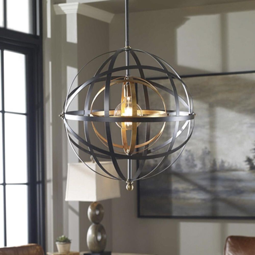 Uttermost Rondure 1 Light Sphere Pendant in Bronze/Brass, , large