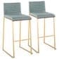 Lumisource Mason Mara Barstool with Green Cushion in Gold and Walnut (Set of 2), , large