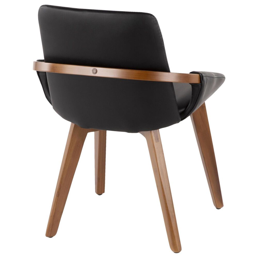 Lumisource Cosmo Arm Chair with Black Faux Leather Cushion in Walnut, , large