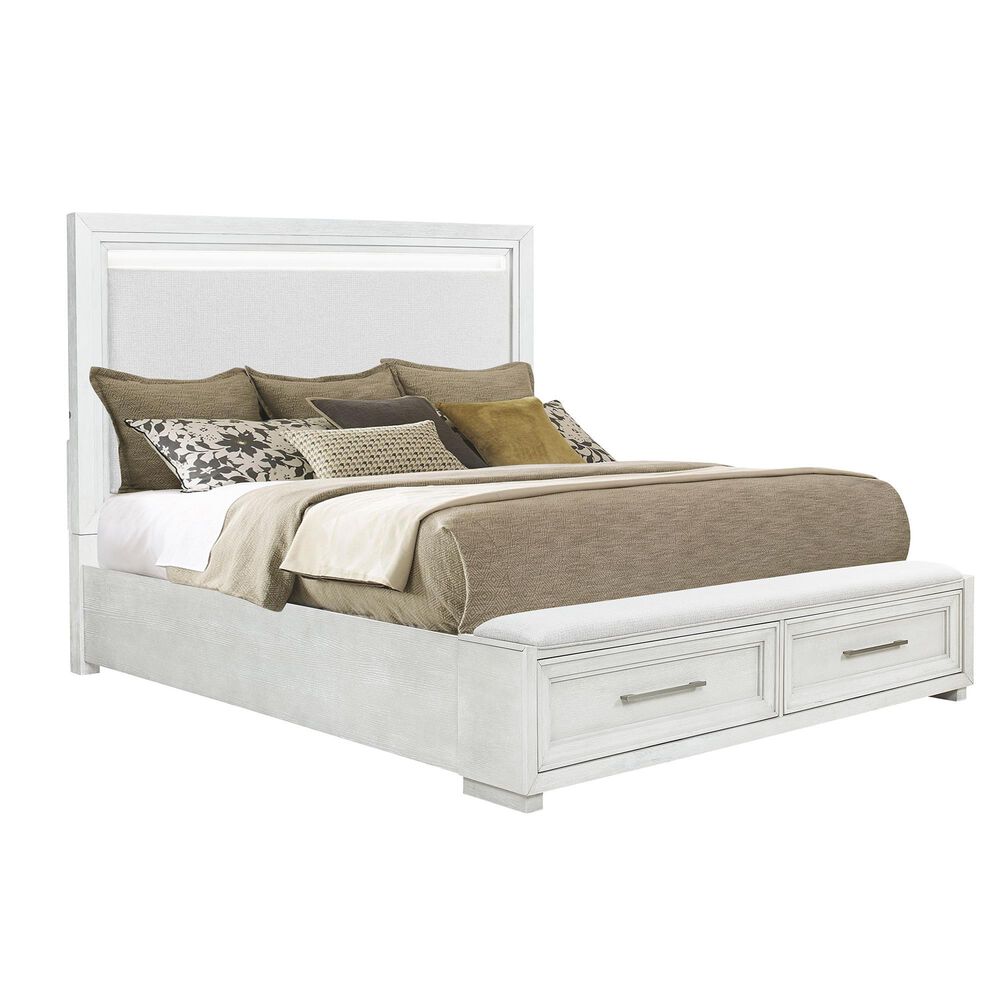 Sasha Lee King Storage Bed in Brushed White, , large