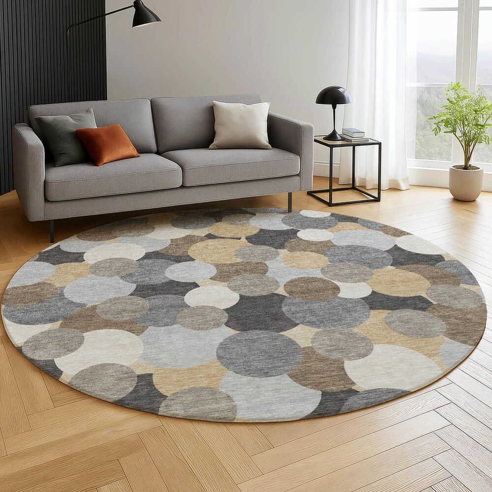 Dalyn Rug Company Kenner Gray 8' Round Indoor/Outdoor Area Rug, , large
