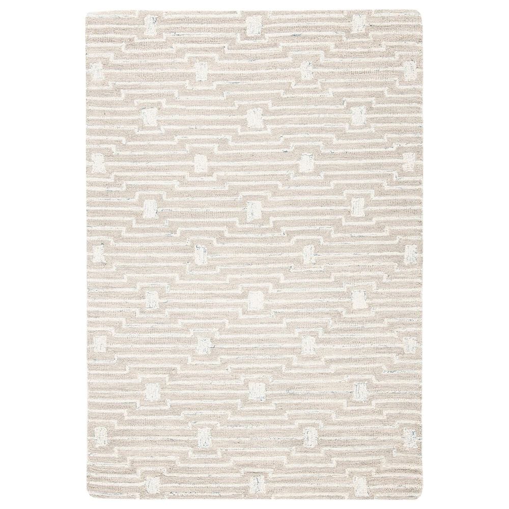 Safavieh Micro-Loop MLP178F 4" x 6" Light Grey and Ivory Area Rug, , large