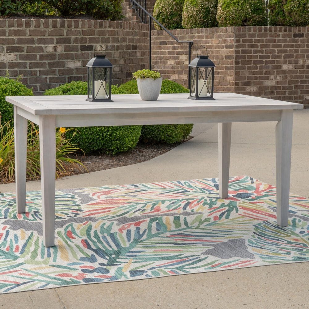 Linon Home Decor Teagon 64" Outdoor Dining Table in White, , large