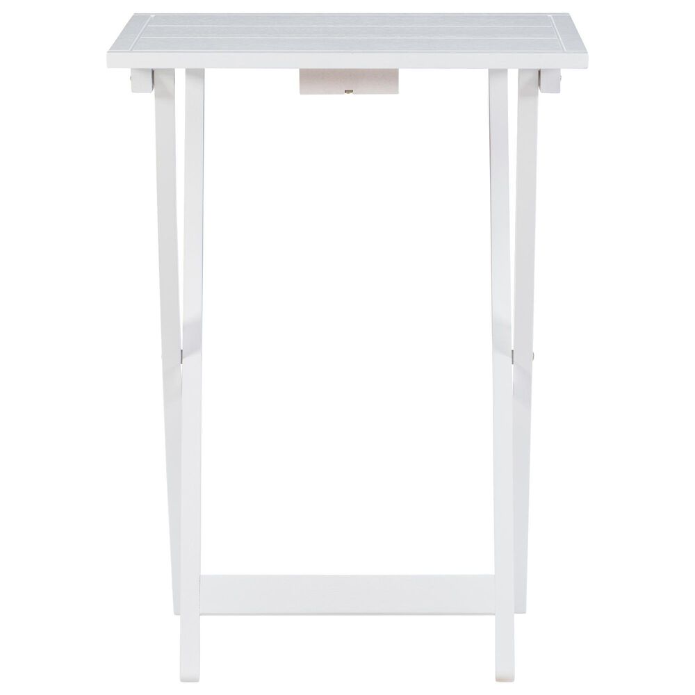 Linon Home Decor Lisbon Folding TV Tray Table Set with Stand in White (Set of 4), , large