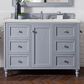 James Martin Vanities Copper Cove Encore 48" Single Bathroom Vanity in Silver Gray with 3 cm Eternal Jasmine Pearl Quartz Top and Rectangular Sink, , large