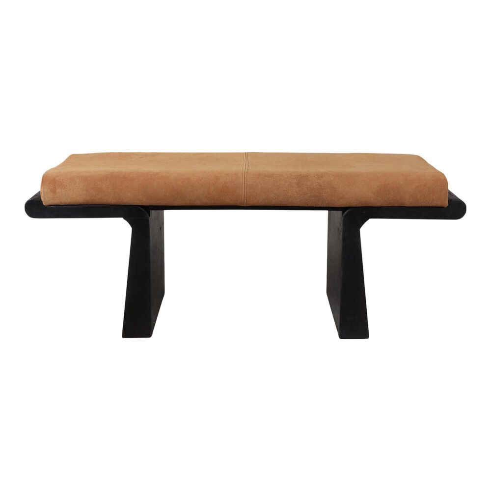 Sagebrook Home Double Pedestal Modern Bench in Suede, , large