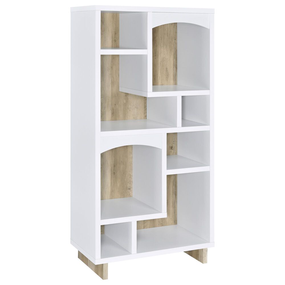 Pacific Landing Dalton 65" Bookcase in White and Brown, , large