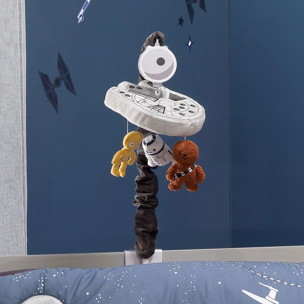 Lambs and Ivy Star Wars Signature Millennium Falcon Musical Baby Crib Mobile in Blue, White, Yellow and Black, , large