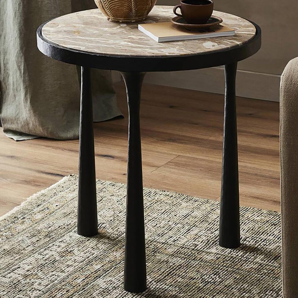 Four Hands Billings End Table in Fossil Marble, , large