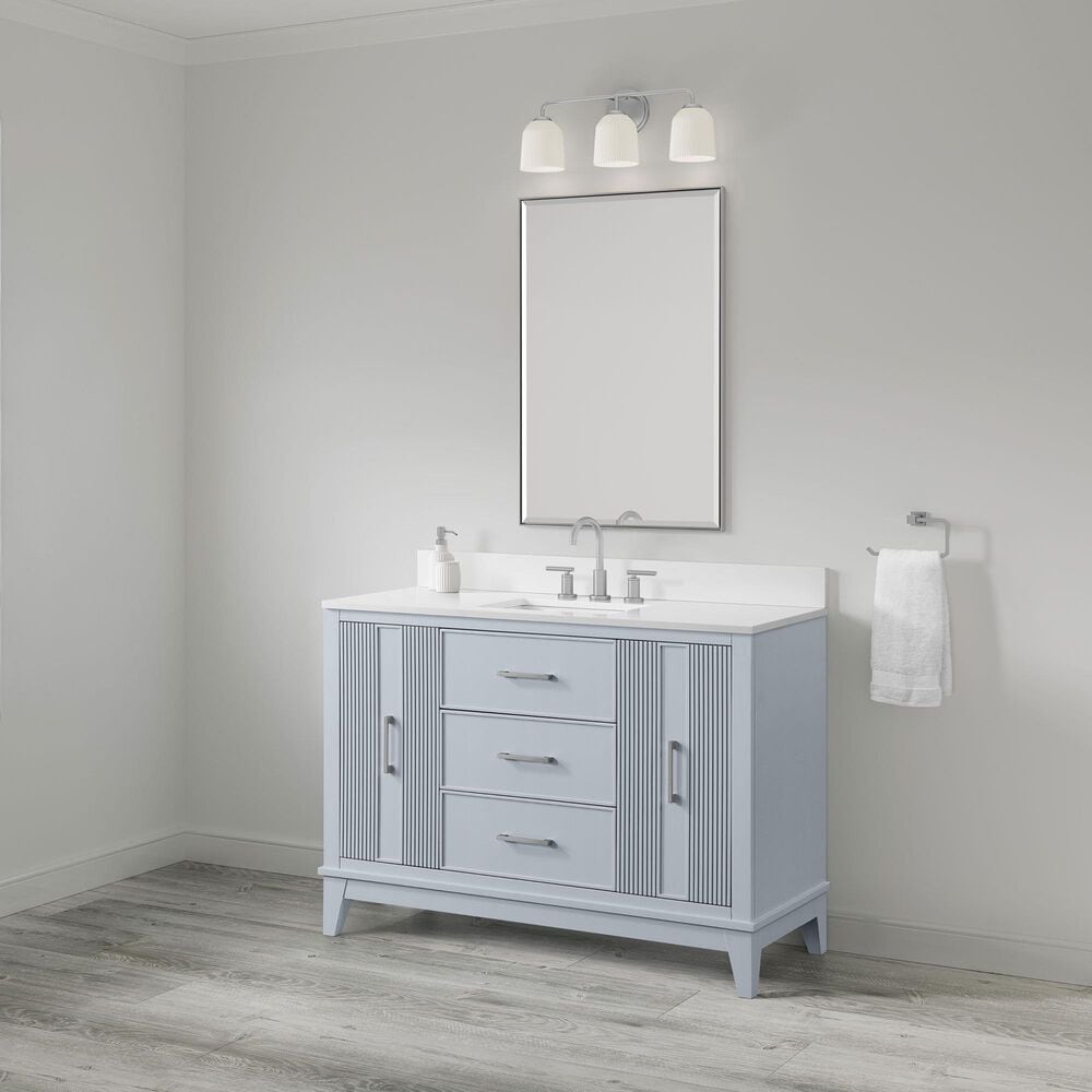 37B Fenwick 48" Single Bathroom Vanity in Soft Blue with Glossy White Composite Stone Top and Backsplash, , large