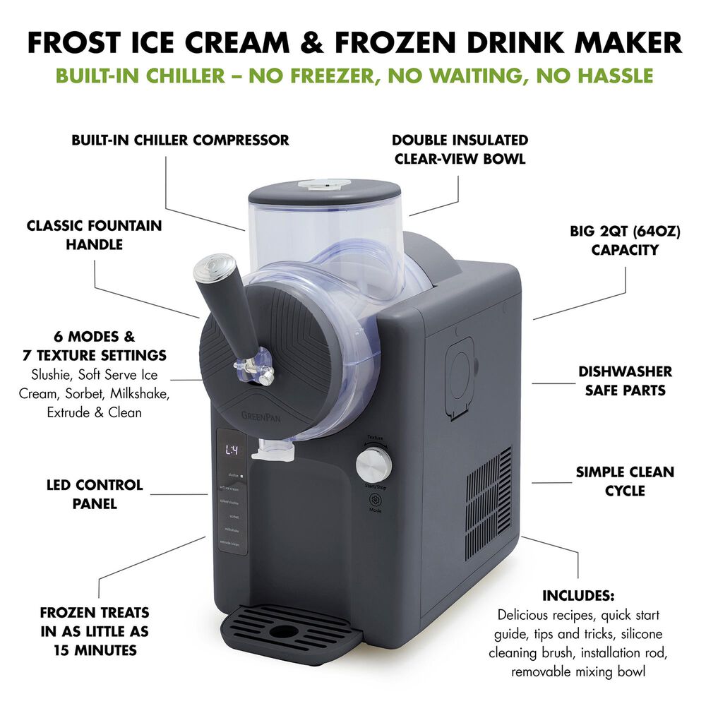 Green Pan 2 Qt. Frost Slush and Soft Serve Ice Cream Maker in Licorice, , large