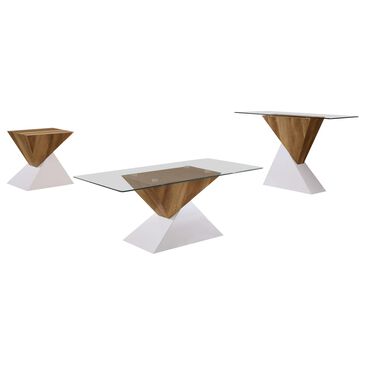 Furniture of America Sweeney Coffee Table in White and Natural Tone, , large