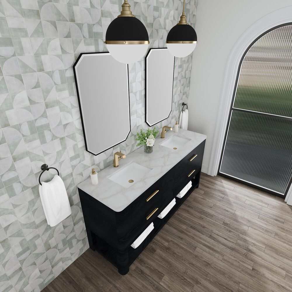 James Martin Vanities Lucian 72&quot; Double Vanity in Carbon Oak with 3 cm Victorian Silver Quartz Top, , large