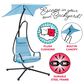 CorLiving Kingsley Chaise Lounge Chair with Canopy in Light Blue, , large