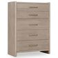 Urban Home Gardenia 5-Drawer Oak Wood Chest in Chai, , large
