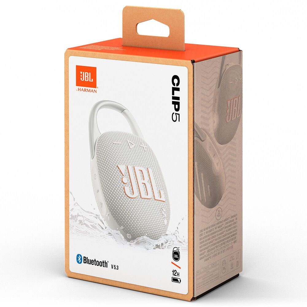 JBL Clip 5 Portable Waterproof Bluetooth Speaker in White, , large
