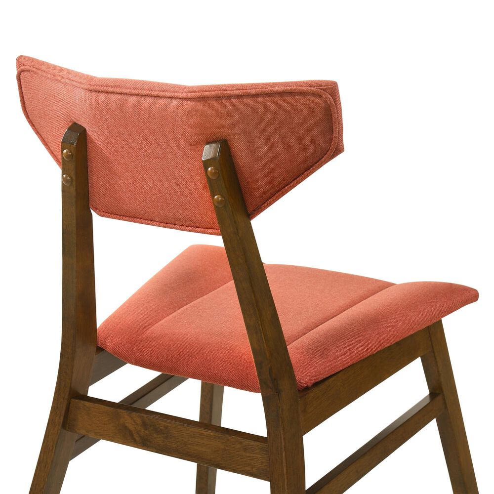 Armen Living Amaris Side Chair with Poppy Upholstery in Warm Walnut (Set of 4), , large